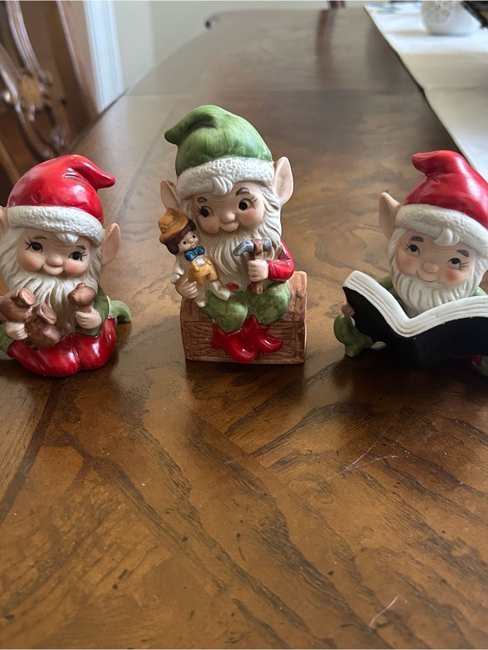 Green and Red Elf Figurine Holiday Decor - Homco